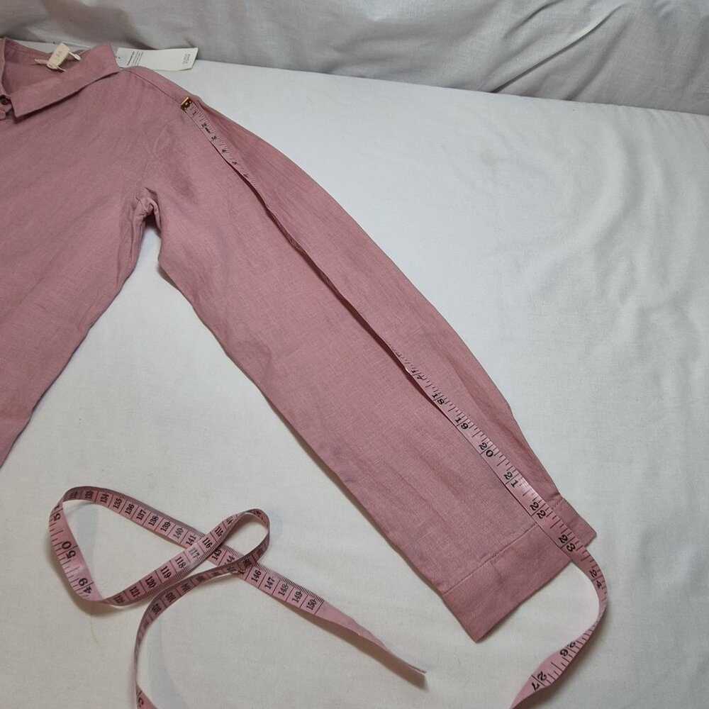 Eileen Fisher Women's Shirt Size Classic Long Sleeve Button Up Pink Pale (60) - Picture 9 of 12